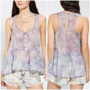 UO Ecote Chiffon Babydoll Tank Top
